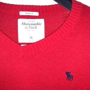XL Cashmere Blend Abercrombie & Fitch V-neck Red Muscle Sweater